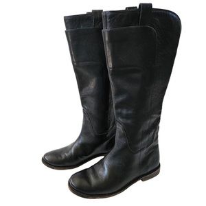 Frye Paige Tall Riding Boots Black Leather Womens 8.5